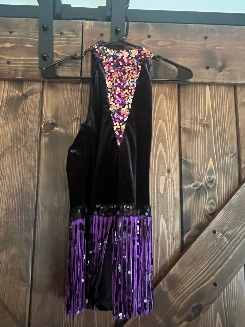 Weissman Black Dress with Multicolor Sequin Accents